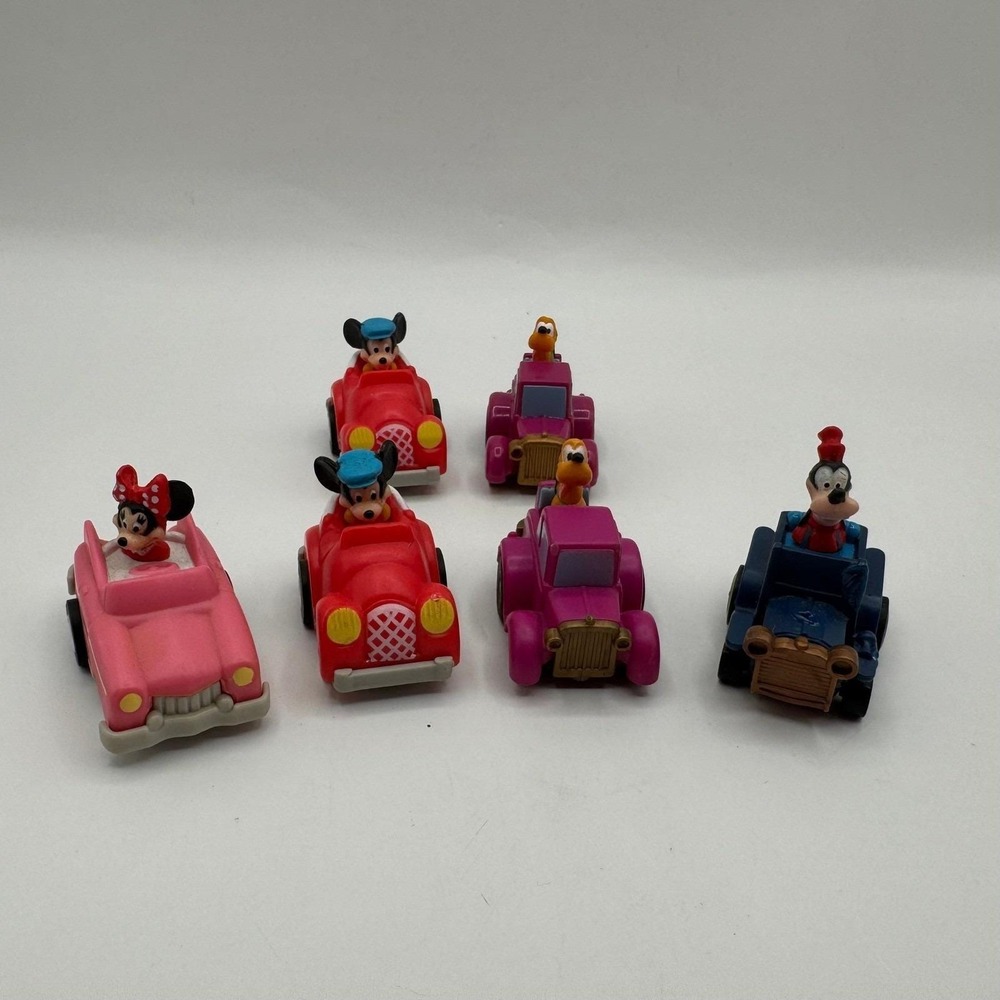 Disney Pull Back Toy Car Lot Kids Mickey Minnie Goofy Pluto 6pc